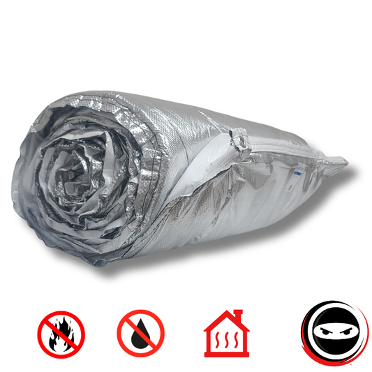 Crawl Space Ninja DualBarrier insulated vapor barrier for crawl space walls, blocks moisture, heat, and humidity, fire rated thermal insulation system