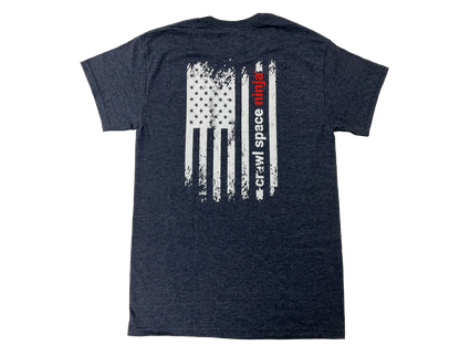 Crawl Space Ninja-White Flag-Navy-Short Sleeve Tee