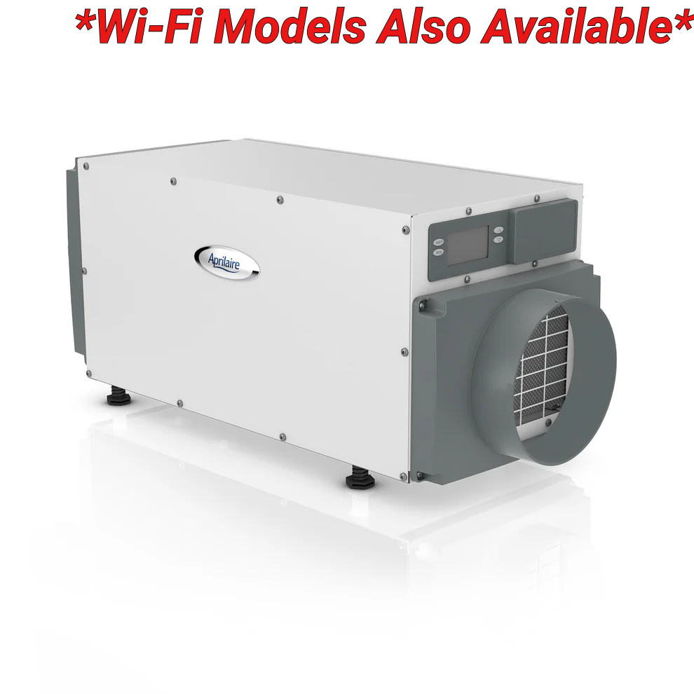 Aprilaire E070 crawl space dehumidifier for encapsulated crawl spaces with optional Wi-Fi monitoring, available from Crawl Space Ninja Supply.